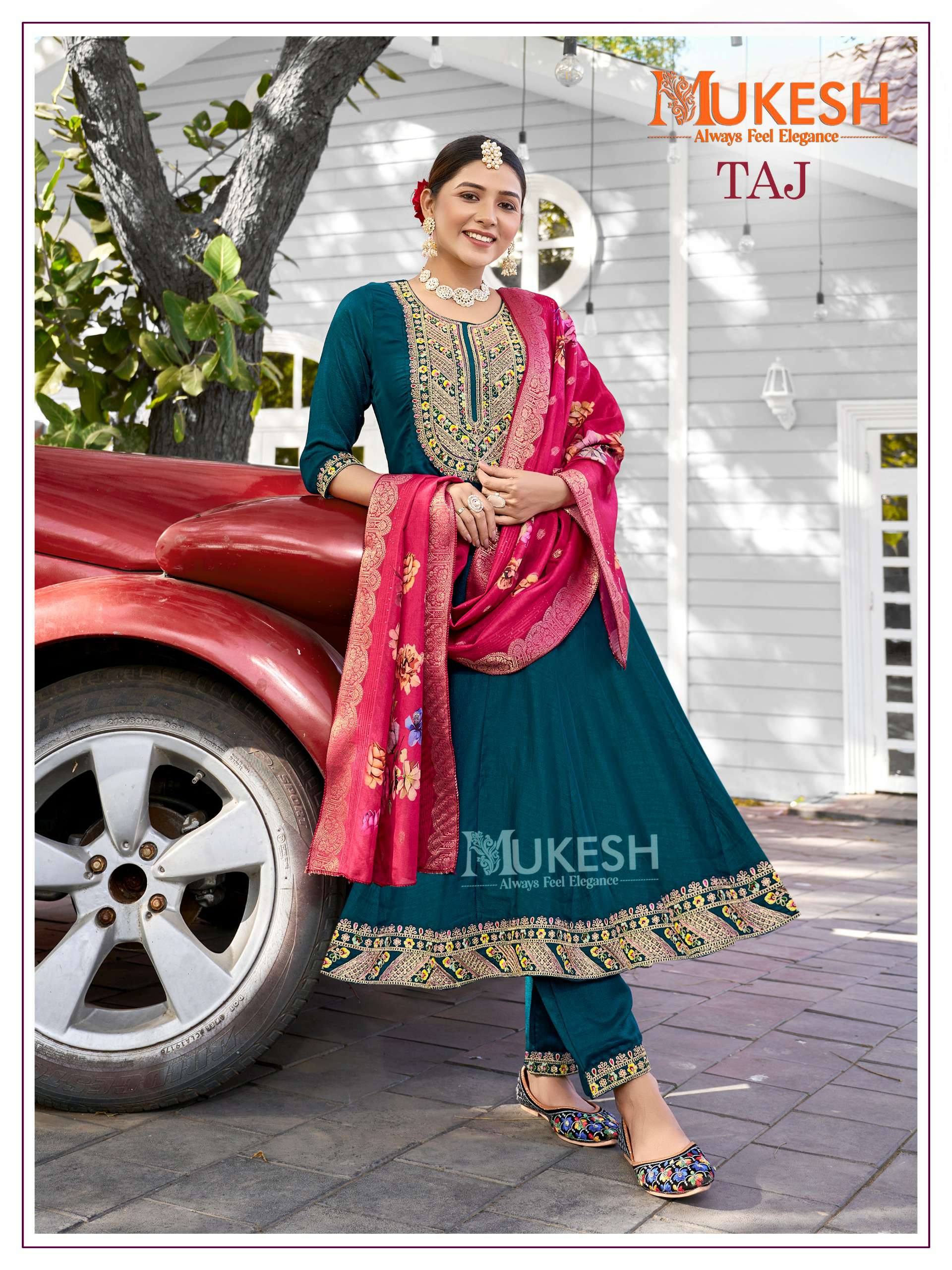 Banwery Present Mukesh Taj Wholesale Pure Vichitra Silk Readymade Suits