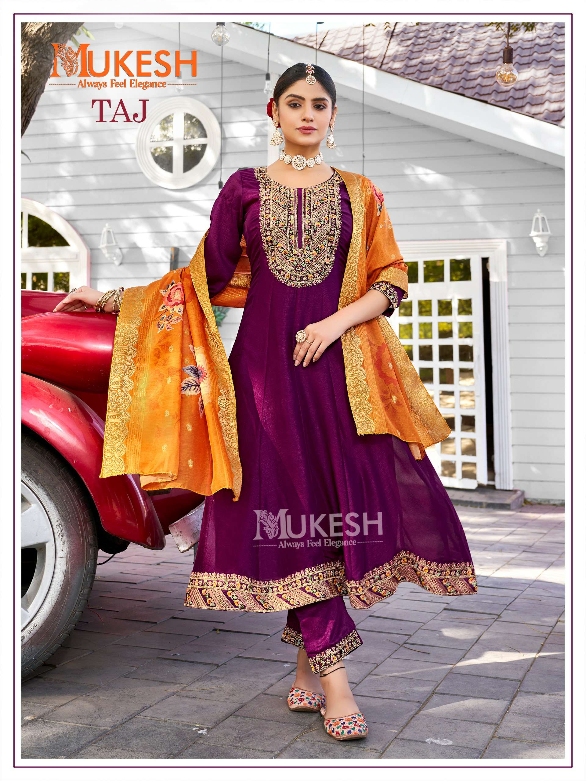 Banwery Present Mukesh Taj Wholesale Pure Vichitra Silk Readymade Suits