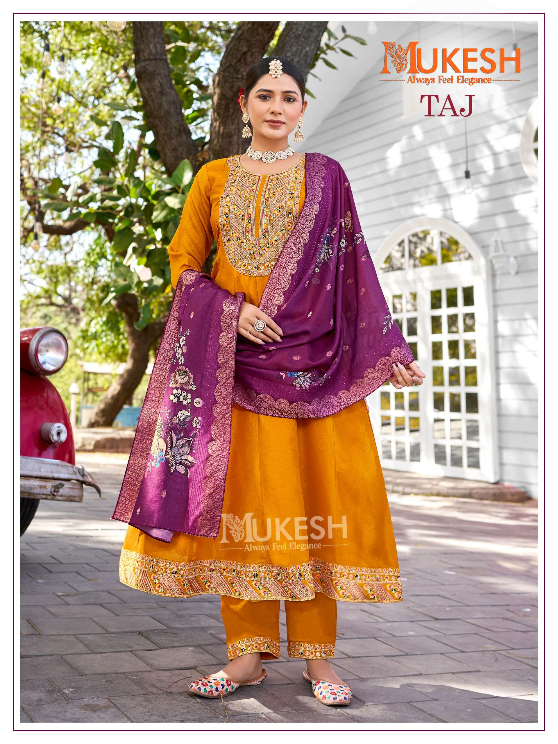 Banwery Present Mukesh Taj Wholesale Pure Vichitra Silk Readymade Suits