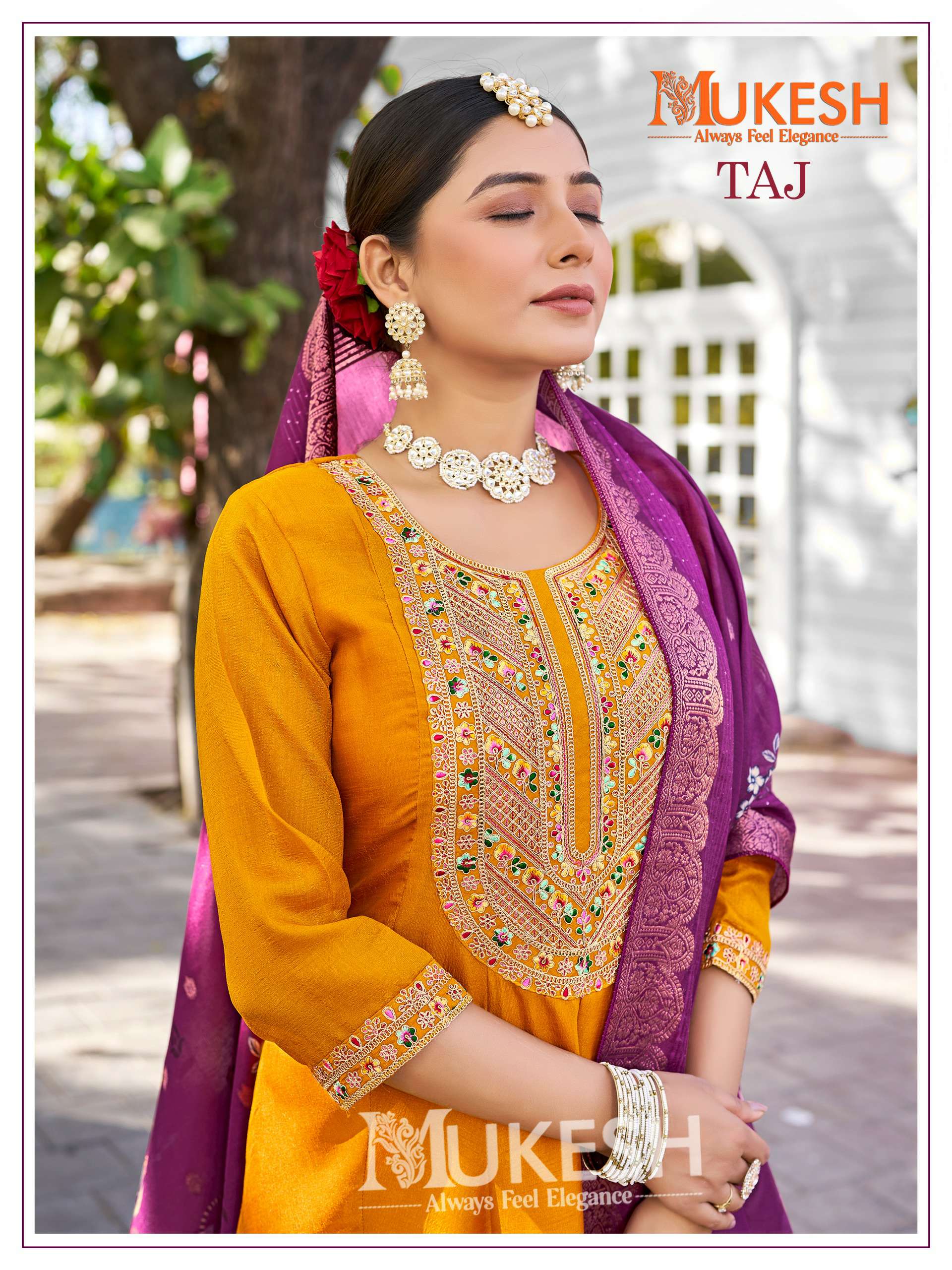 Banwery Present Mukesh Taj Wholesale Pure Vichitra Silk Readymade Suits