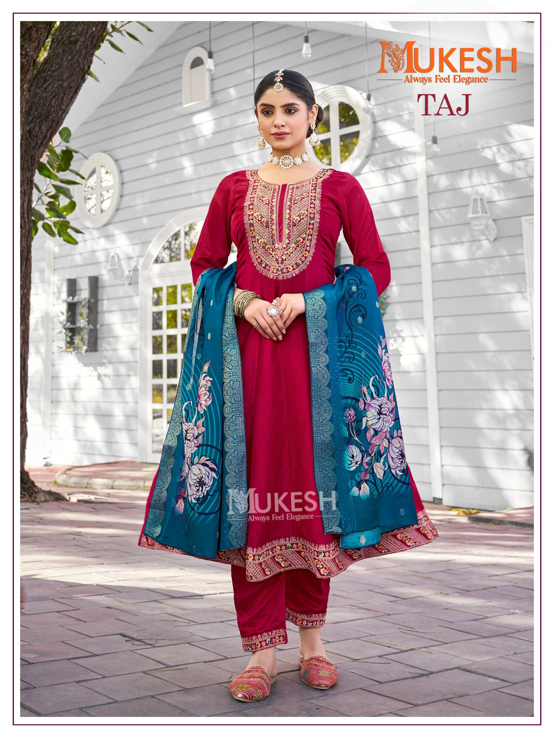 Banwery Present Mukesh Taj Wholesale Pure Vichitra Silk Readymade Suits