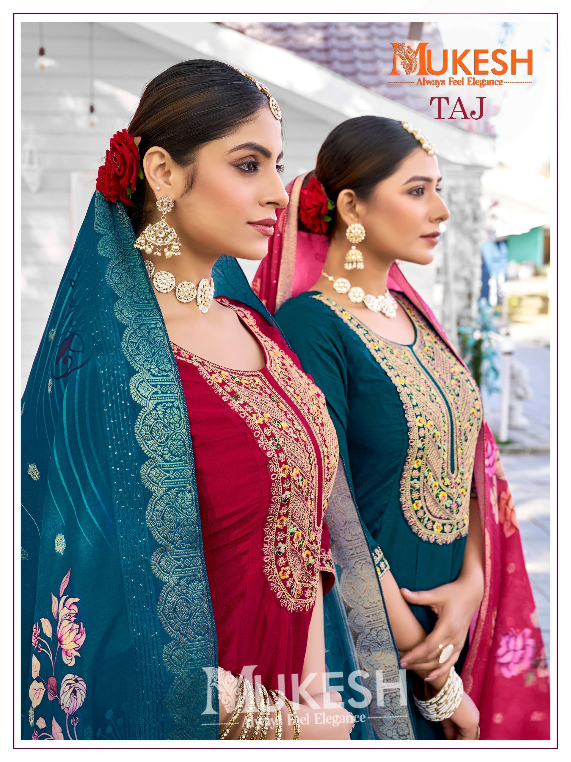 Banwery Present Mukesh Taj Wholesale Pure Vichitra Silk Readymade Suits
