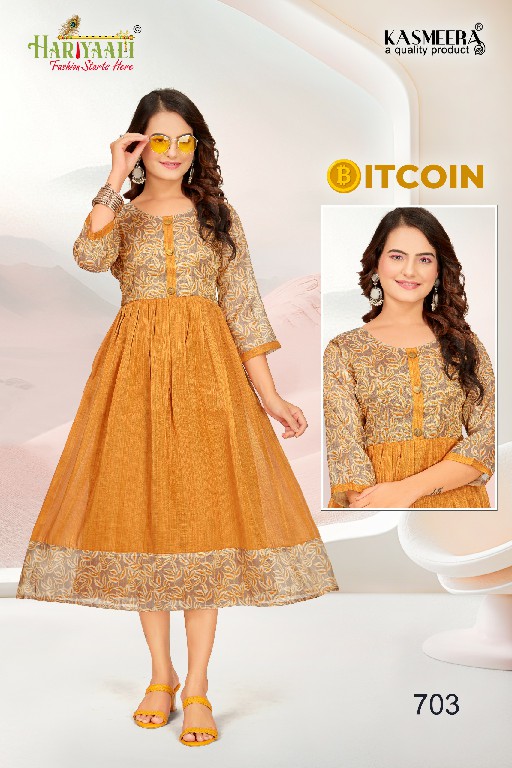 bitcoin vol 7 by hariyaali tissue erode silk combo readymade flair kurti