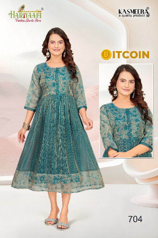 bitcoin vol 7 by hariyaali tissue erode silk combo readymade flair kurti