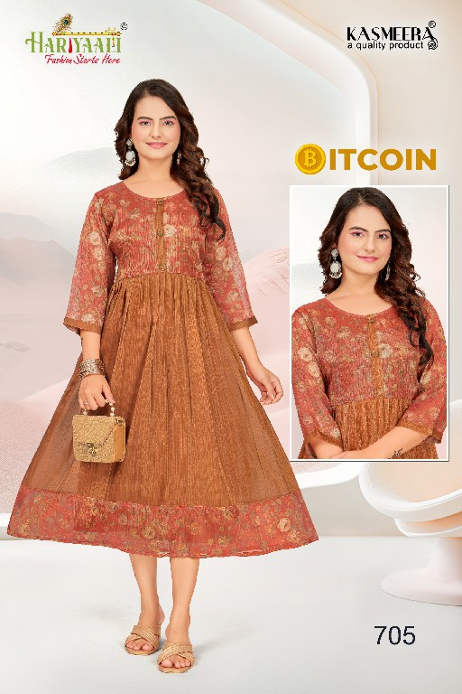 bitcoin vol 7 by hariyaali tissue erode silk combo readymade flair kurti