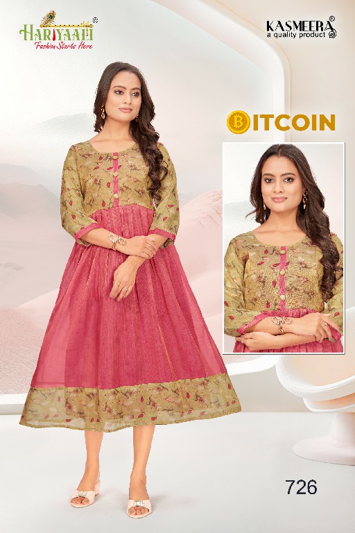bitcoin vol 7 by hariyaali tissue erode silk combo readymade flair kurti