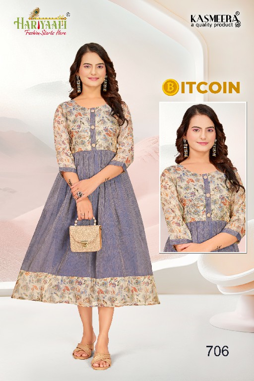 bitcoin vol 7 by hariyaali tissue erode silk combo readymade flair kurti