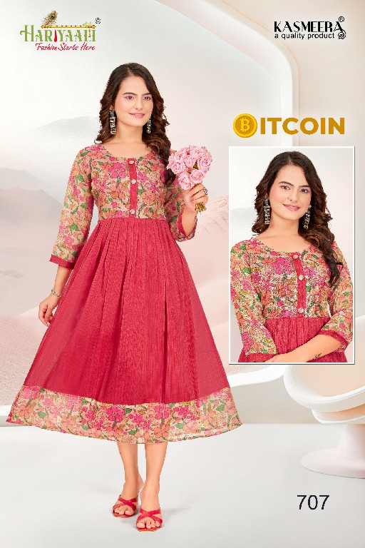 bitcoin vol 7 by hariyaali tissue erode silk combo readymade flair kurti