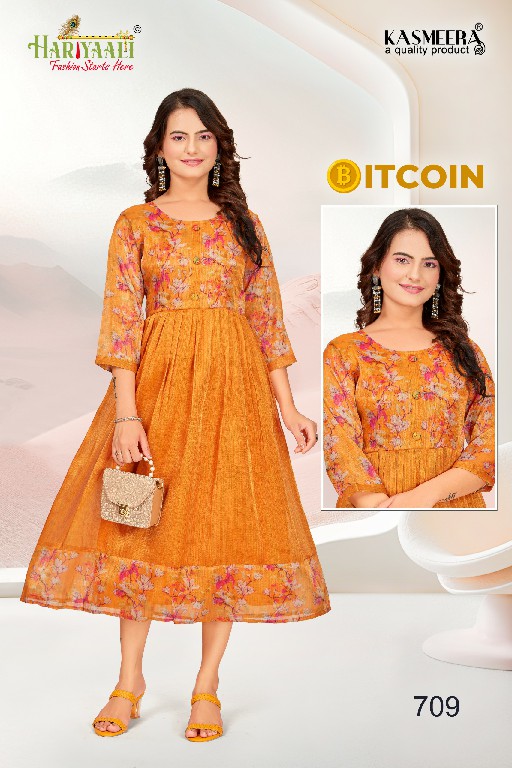 bitcoin vol 7 by hariyaali tissue erode silk combo readymade flair kurti