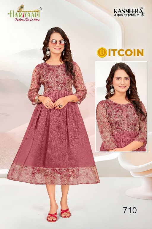 bitcoin vol 7 by hariyaali tissue erode silk combo readymade flair kurti