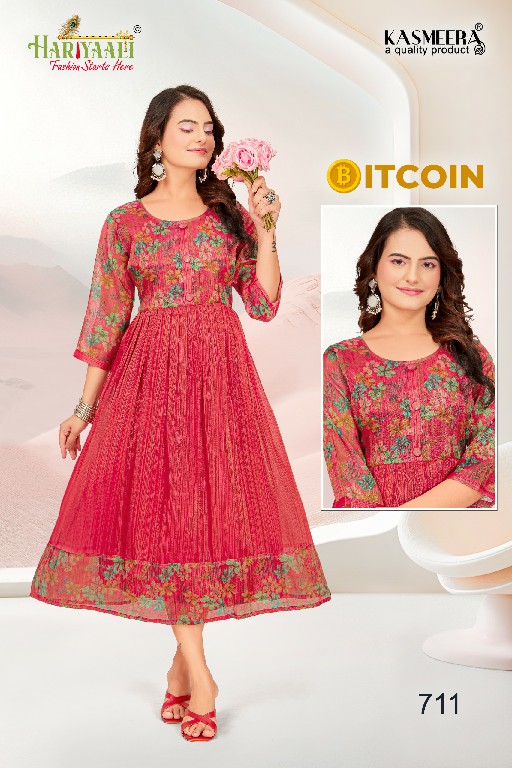 bitcoin vol 7 by hariyaali tissue erode silk combo readymade flair kurti