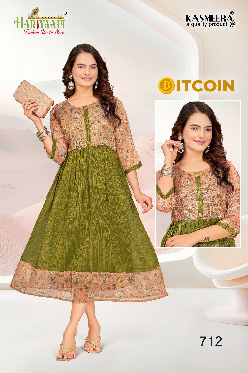 bitcoin vol 7 by hariyaali tissue erode silk combo readymade flair kurti