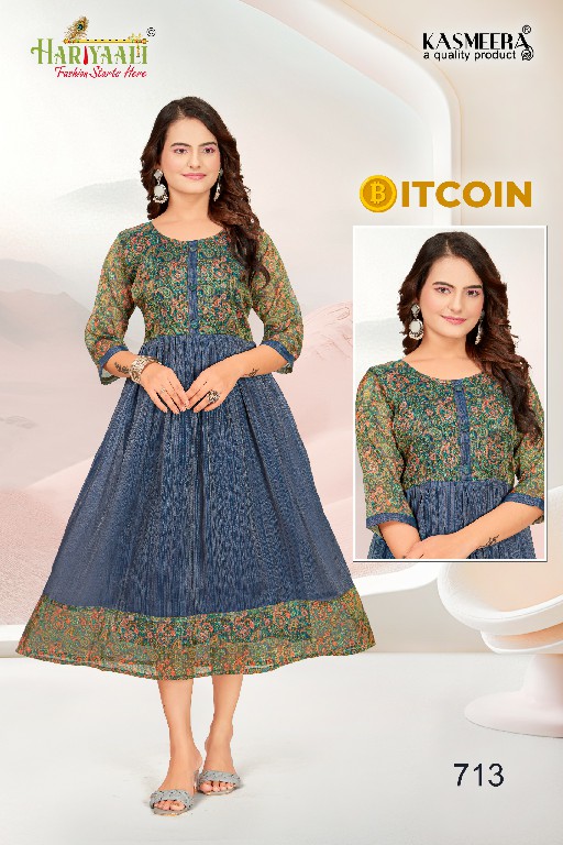 bitcoin vol 7 by hariyaali tissue erode silk combo readymade flair kurti