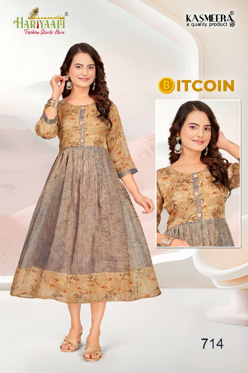 bitcoin vol 7 by hariyaali tissue erode silk combo readymade flair kurti