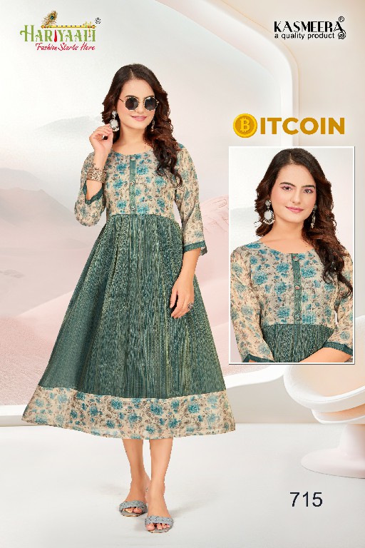 bitcoin vol 7 by hariyaali tissue erode silk combo readymade flair kurti