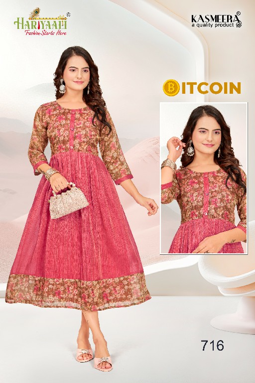 bitcoin vol 7 by hariyaali tissue erode silk combo readymade flair kurti