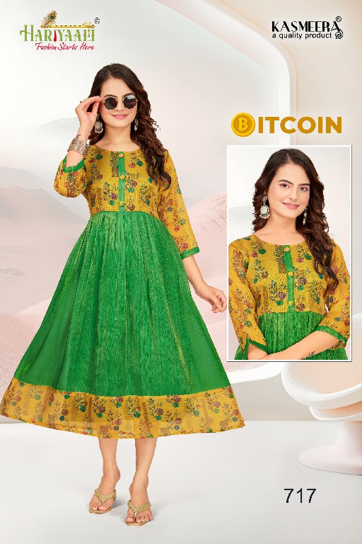 bitcoin vol 7 by hariyaali tissue erode silk combo readymade flair kurti