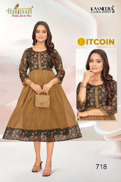 bitcoin vol 7 by hariyaali tissue erode silk combo readymade flair kurti