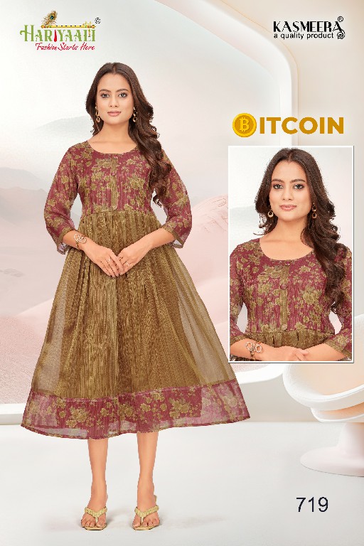 bitcoin vol 7 by hariyaali tissue erode silk combo readymade flair kurti