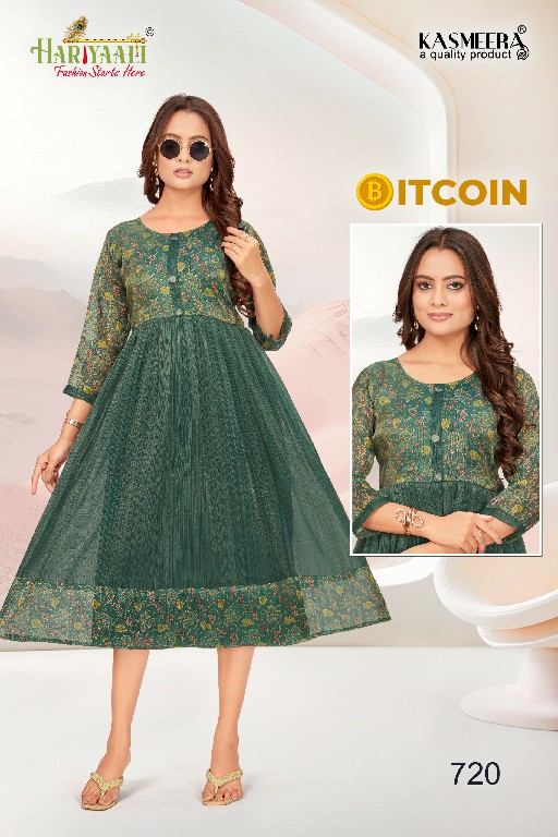 bitcoin vol 7 by hariyaali tissue erode silk combo readymade flair kurti