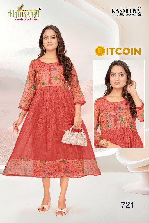 bitcoin vol 7 by hariyaali tissue erode silk combo readymade flair kurti