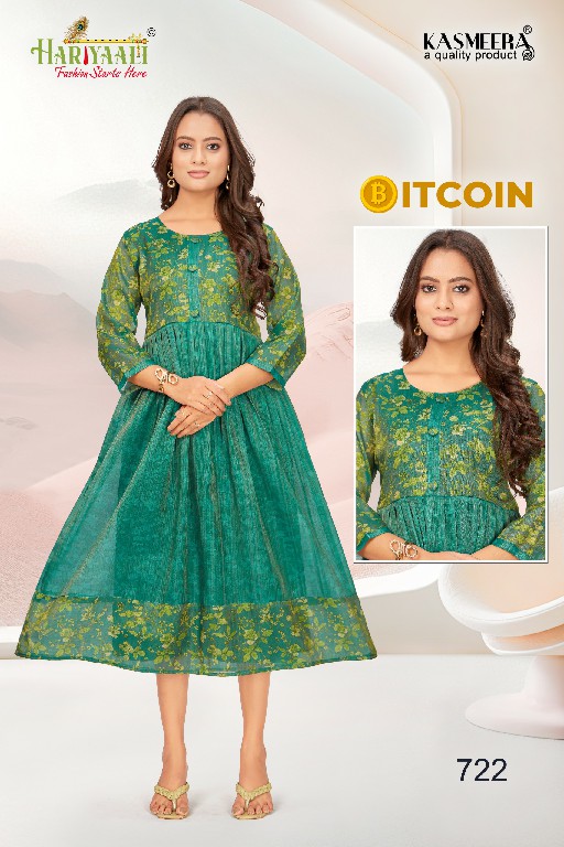 bitcoin vol 7 by hariyaali tissue erode silk combo readymade flair kurti