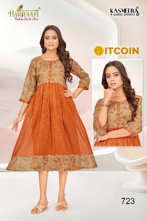 bitcoin vol 7 by hariyaali tissue erode silk combo readymade flair kurti