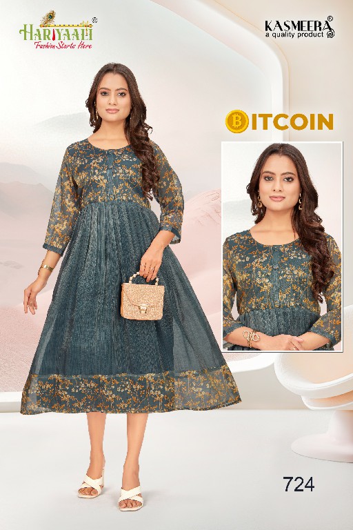 bitcoin vol 7 by hariyaali tissue erode silk combo readymade flair kurti