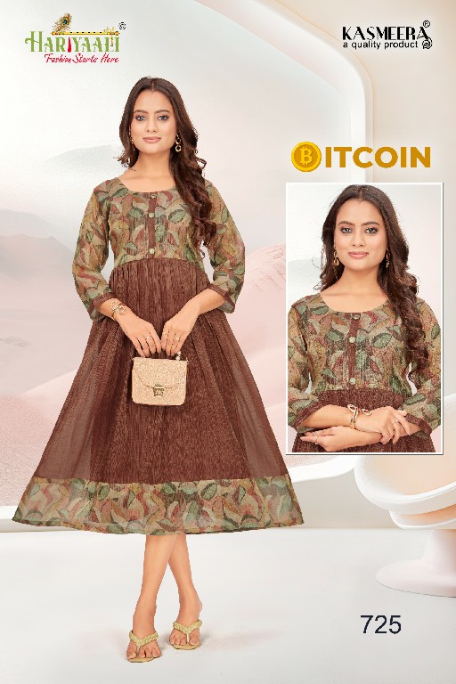 bitcoin vol 7 by hariyaali tissue erode silk combo readymade flair kurti