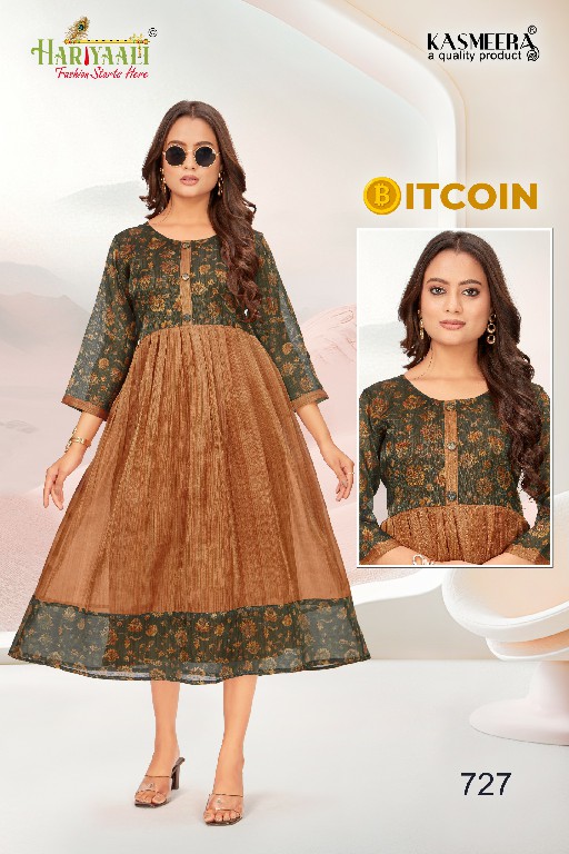 bitcoin vol 7 by hariyaali tissue erode silk combo readymade flair kurti