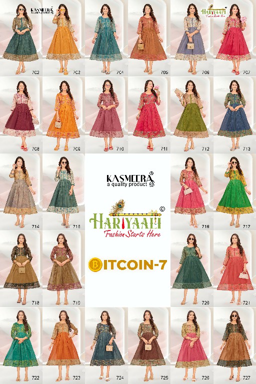 bitcoin vol 7 by hariyaali tissue erode silk combo readymade flair kurti