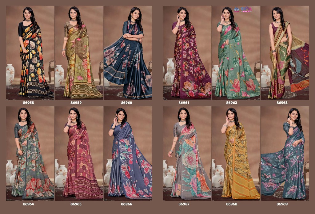 Vipul Akasaa Wholesale Satan Silk Ethnic Sarees