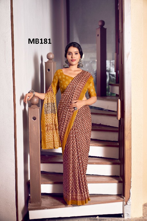 Mira Bela MB172 To MB191 Wholesale Bagru Print Ethnic Sarees