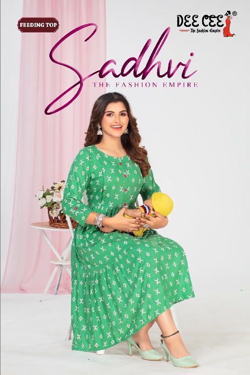 Dee Cee Sadhvi Wholesale Two Layered Flared Feeding Kurtis