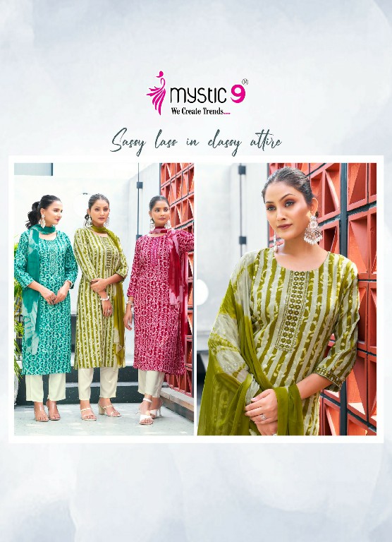 Mystic 9 NIsha Vol-3 Wholesale Rayon Straight Cut Kurti With Pant And Dupatta