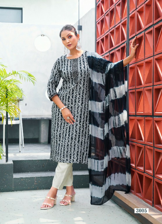 Mystic 9 NIsha Vol-3 Wholesale Rayon Straight Cut Kurti With Pant And Dupatta