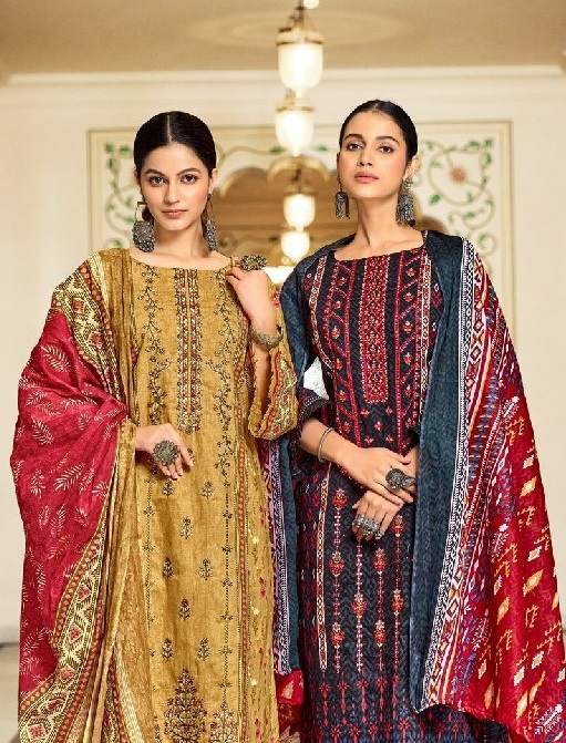 Pakiza Print Bin Saeed Vol-48 Wholesale Kashmiri Neck Work Dress Material