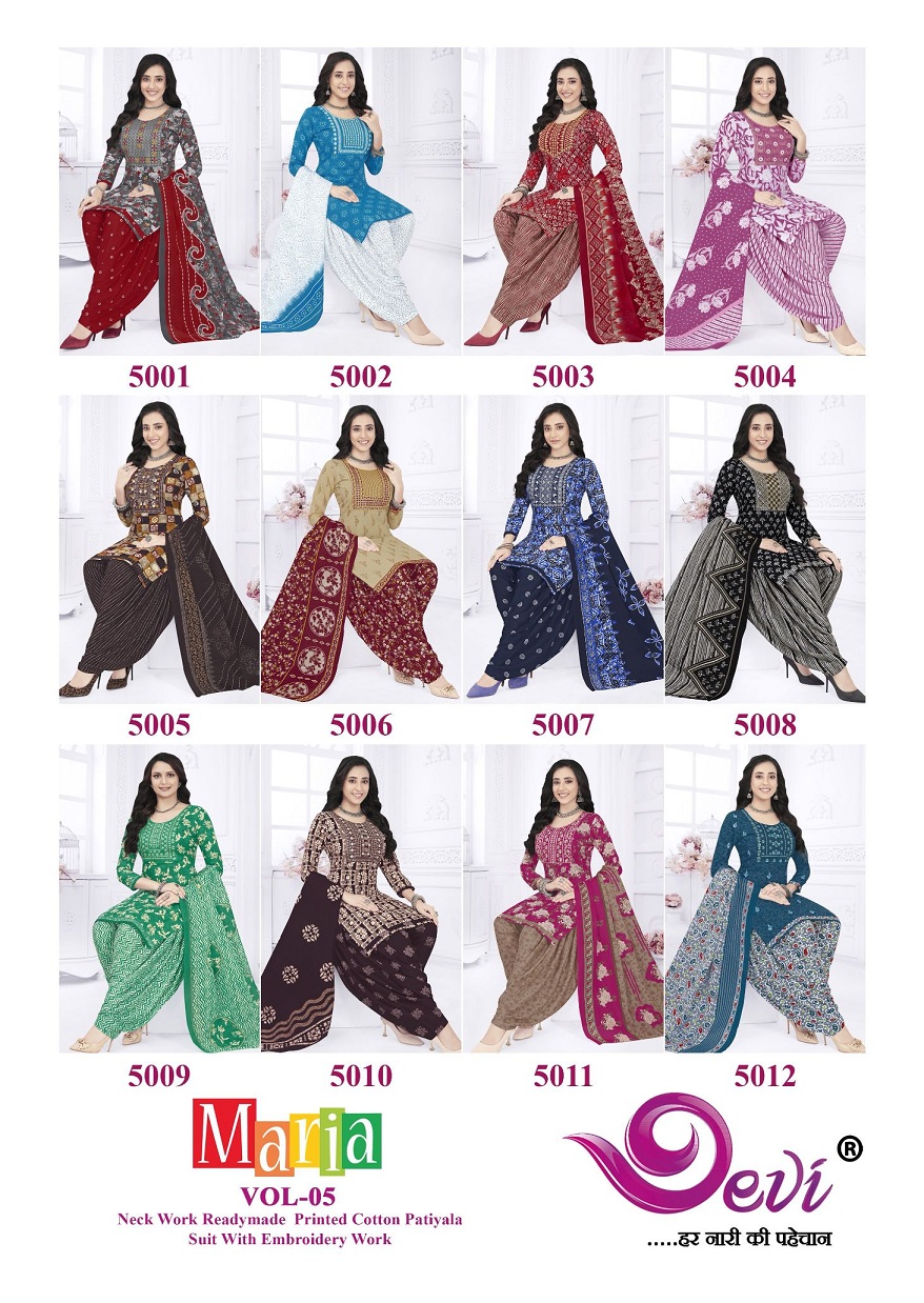Devi Maria Vol-5 Wholesale Neck Work Ready Made Cotton Suits