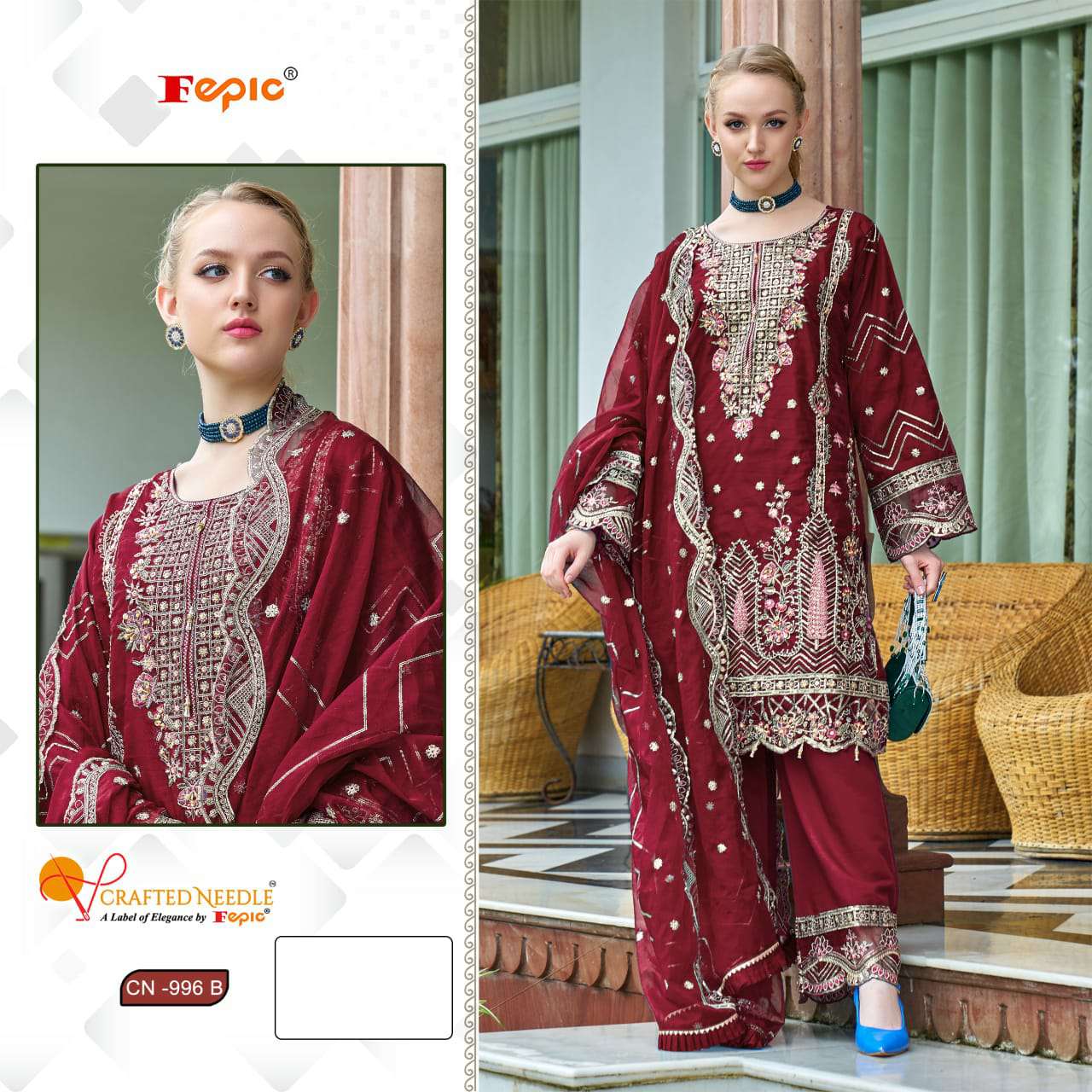 Fepic Crafted Needle CN-996 Wholesale Readymade Indian Pakistani Suits