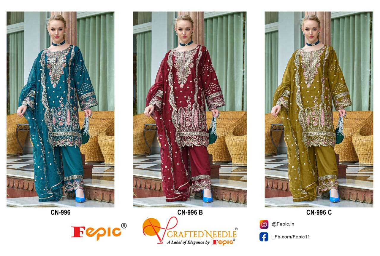 Fepic Crafted Needle CN-996 Wholesale Readymade Indian Pakistani Suits