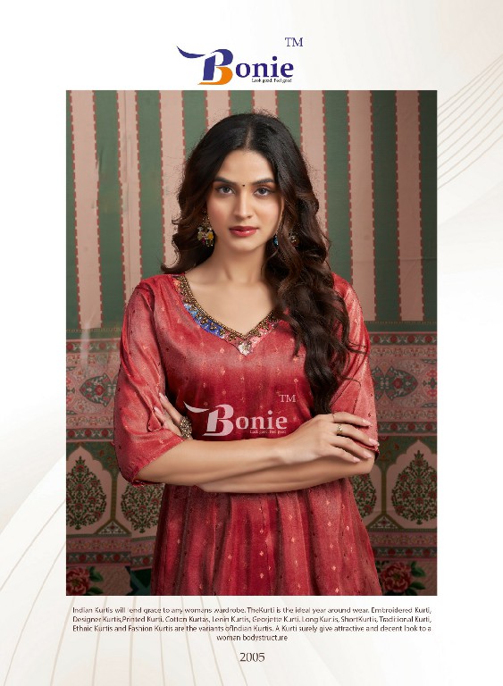 brinda vol 2 by bonie jacquard print fully stitch kalli style long kurtis