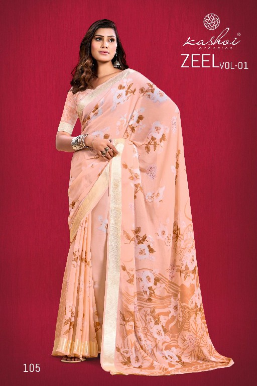 Kashvi Zeel Vol-1 Wholesale Dull Moss Zari Border Indian Sarees