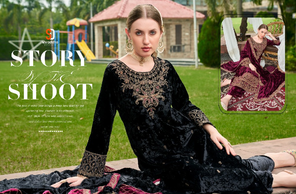 Shraddha Senorita Wholesale Velvet Fabrics Pakistani Style Winter Suits