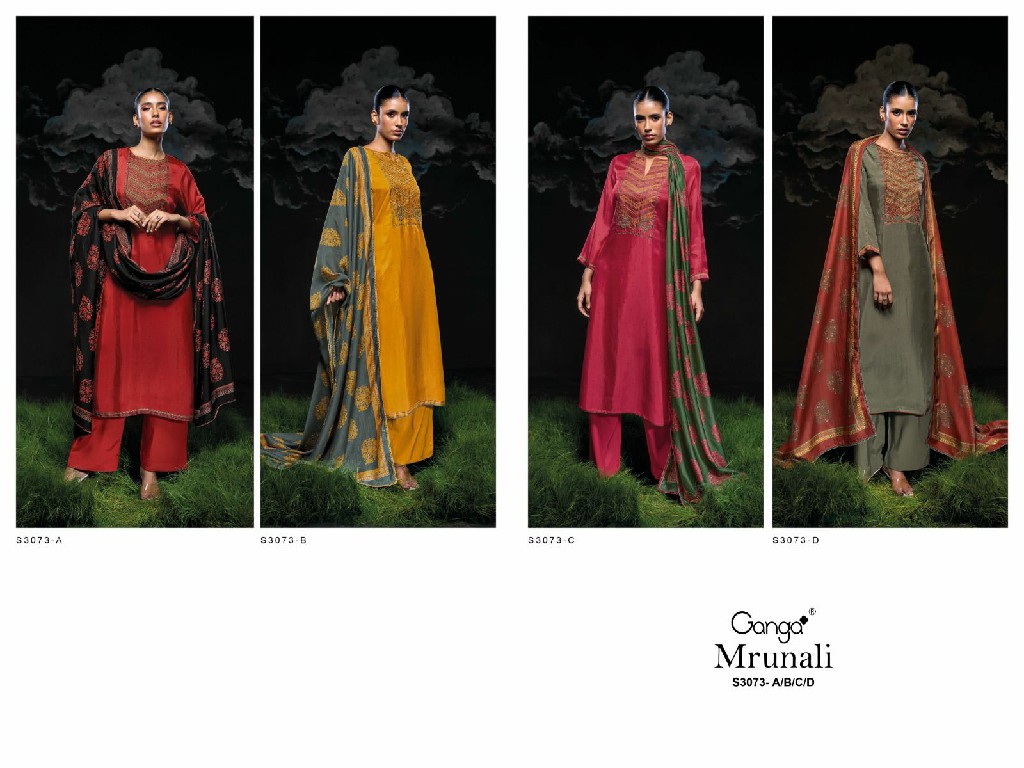 Ganga Mrunali S3073 Wholesale Pure Bemberg With Hand Work Salwar Suits