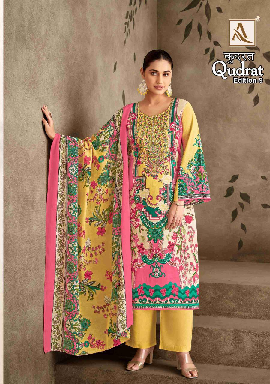 alok suit begin qudrat vol 9 pakistani printed cotton salwar kameez