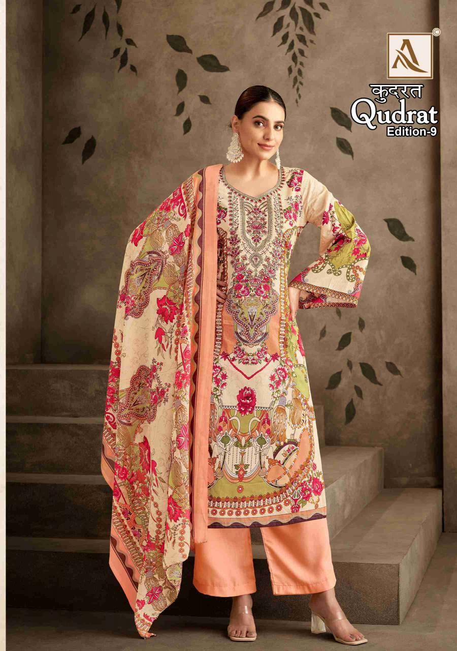 alok suit begin qudrat vol 9 pakistani printed cotton salwar kameez
