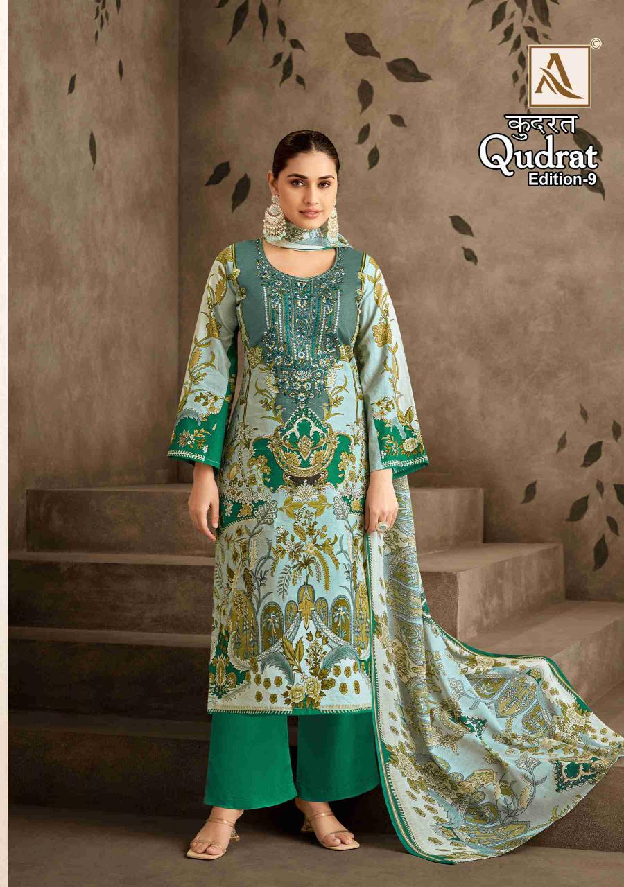 alok suit begin qudrat vol 9 pakistani printed cotton salwar kameez