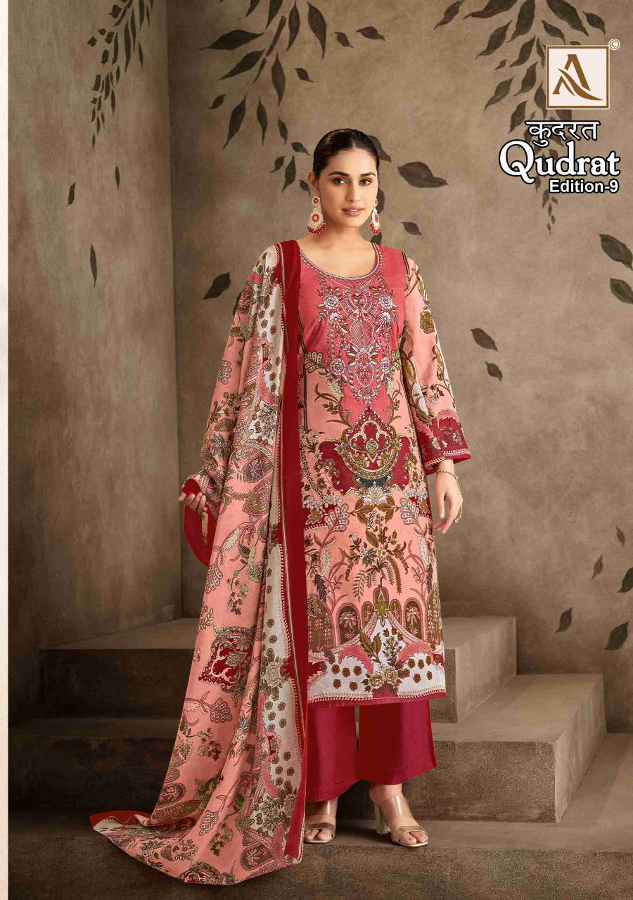 alok suit begin qudrat vol 9 pakistani printed cotton salwar kameez