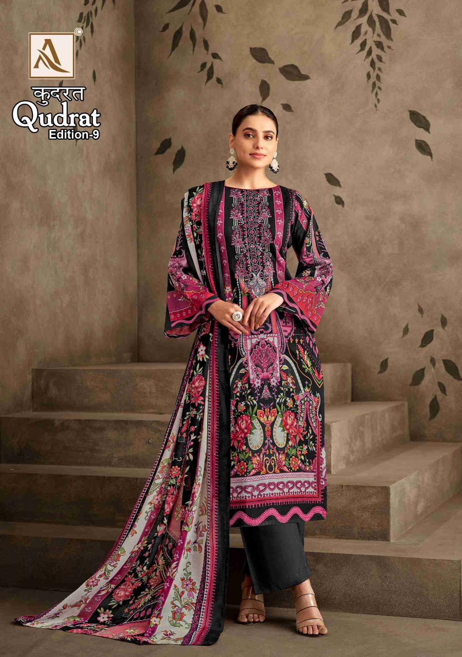 alok suit begin qudrat vol 9 pakistani printed cotton salwar kameez