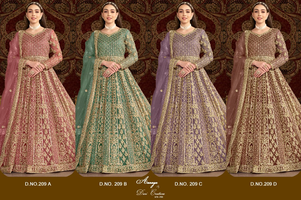 Twisha By Dani Creations aanaya vol 209 design colours long anarkali dresses
